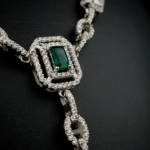 Zambiya Zümrüt ve Swarovski Süslemeli Doğal Taş Gümüş Bayan Gerdanlık - Görsel 6