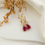 Orijinal Natural Yakut Doğal Taş Gümüş Gold Küpe (3,04ct)