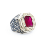 Yakut Doğal Taş Gümüş Erkek Yüzük (6.92 ct) - Görsel 3