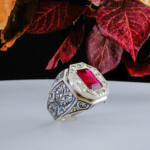 Yakut Doğal Taş Gümüş Erkek Yüzük (6.92 ct)