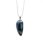 Moss Agate Akik Doğal Taş Metal Kolye