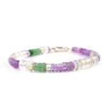 5A Kalite Renkli Ametist Doğal Taş Rondel Kesim Süzme Gümüş Bileklik (5-6mm) - Görsel 2