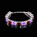 Ametist Garnet (Lal) Doğal Taş Gümüş Bileklik - Görsel 6