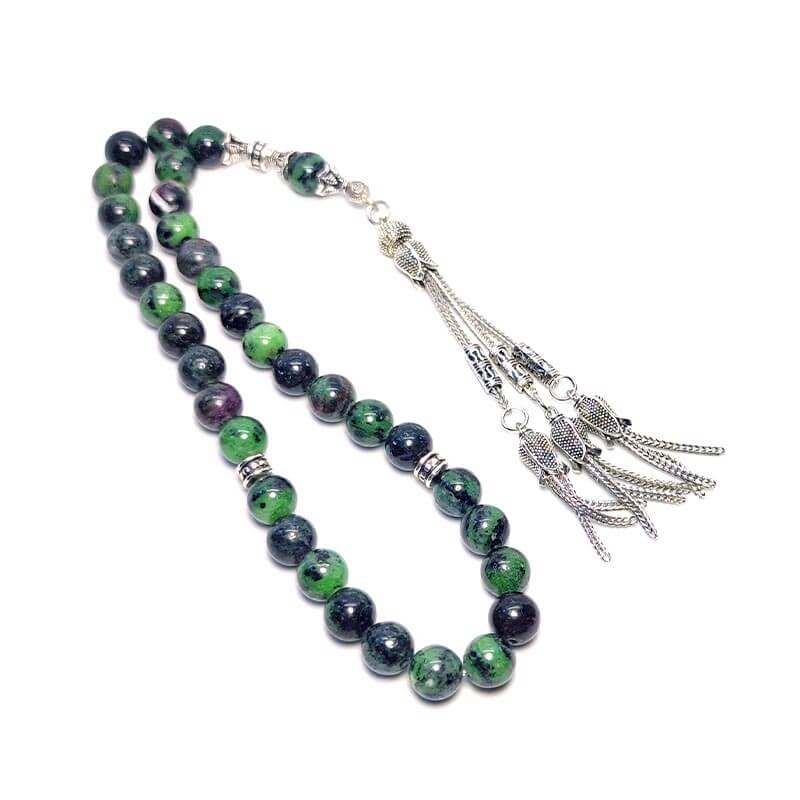 Orijinal Anyolit Doğal Taş 33 Metal Tesbih (8mm)