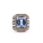 Orijinal Natural Blue Topaz Doğal Taş Gümüş Erkek Yüzük (12ct) - Görsel 4