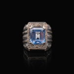 Orijinal Natural Blue Topaz Doğal Taş Gümüş Erkek Yüzük (12ct) - Görsel 6