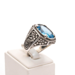 Blue Topaz Doğal Taş Gümüş Erkek Yüzük (17ct) - Görsel 2