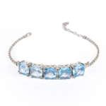 Blue Topaz Doğal Taş Gümüş Bileklik - Görsel 3