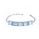 Blue Topaz Doğal Taş Gümüş Bileklik - Görsel 3