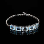 Blue Topaz Doğal Taş Gümüş Bileklik - Görsel 5
