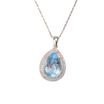 Blue Topaz Doğal Taş Gümüş Bayan Kolye (12ct) - Görsel 3