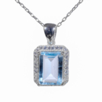 Blue Topaz Doğal Taş Gümüş Bayan Kolye - Görsel 2