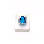 Blue Topaz Doğal Taş Gümüş Bayan Yüzük