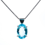 Blue Topaz Doğal Taş Gümüş Bayan Kolye (17ct) - Görsel 3
