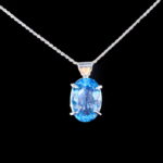 Blue Topaz Doğal Taş Gümüş Bayan Kolye (17ct) - Görsel 5