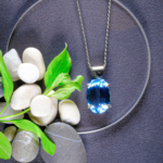 Blue Topaz Doğal Taş Gümüş Bayan Kolye (17ct)