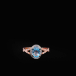 Blue Topaz Doğal Taş Gümüş Rose Bayan Yüzük - Görsel 5