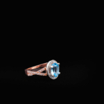 Blue Topaz Doğal Taş Gümüş Rose Bayan Yüzük - Görsel 6