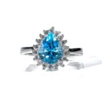 Blue Topaz Doğal Taş Gümüş Bayan Yüzük