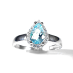 Blue Topaz Doğal Taş Gümüş Bayan Yüzük - Görsel 3