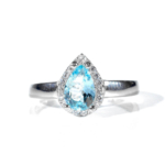 Blue Topaz Doğal Taş Gümüş Bayan Yüzük