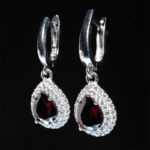 Orijinal Natural Lal (Garnet) Doğal Taş Gümüş Küpe - Görsel 4