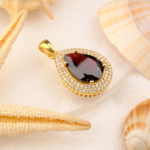 Garnet (Lal) Doğal Taş Gümüş Gold Bayan Kolye - Görsel 8