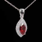 Lal (Garnet) Doğal Taş Gümüş Bayan Kolye - Görsel 5