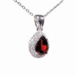Lal (Garnet) Doğal Taş Gümüş Bayan Kolye - Görsel 3