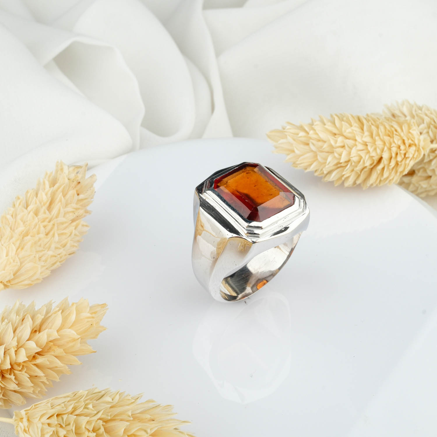 garnet-yuzuk-27-0.jpg Garnet (Lal) Doğal Taş Gümüş Erkek Yüzük (10.ct) - Görsel 1