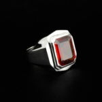 Garnet (Lal) Doğal Taş Gümüş Erkek Yüzük (10.ct) - Görsel 5