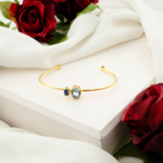 Blue Topaz ve Kyanit Taşı 925 Ayar Gümüş Kelepçe Bileklik