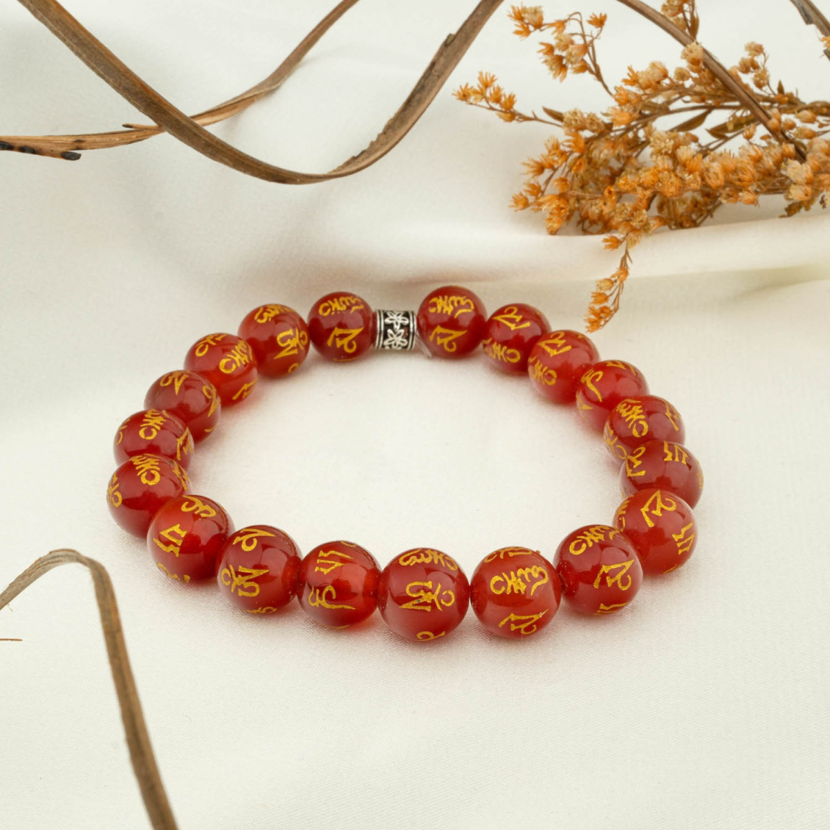 Kırmızı Akik Doğal Taş Feng Shui Şans Bileklik (10mm)