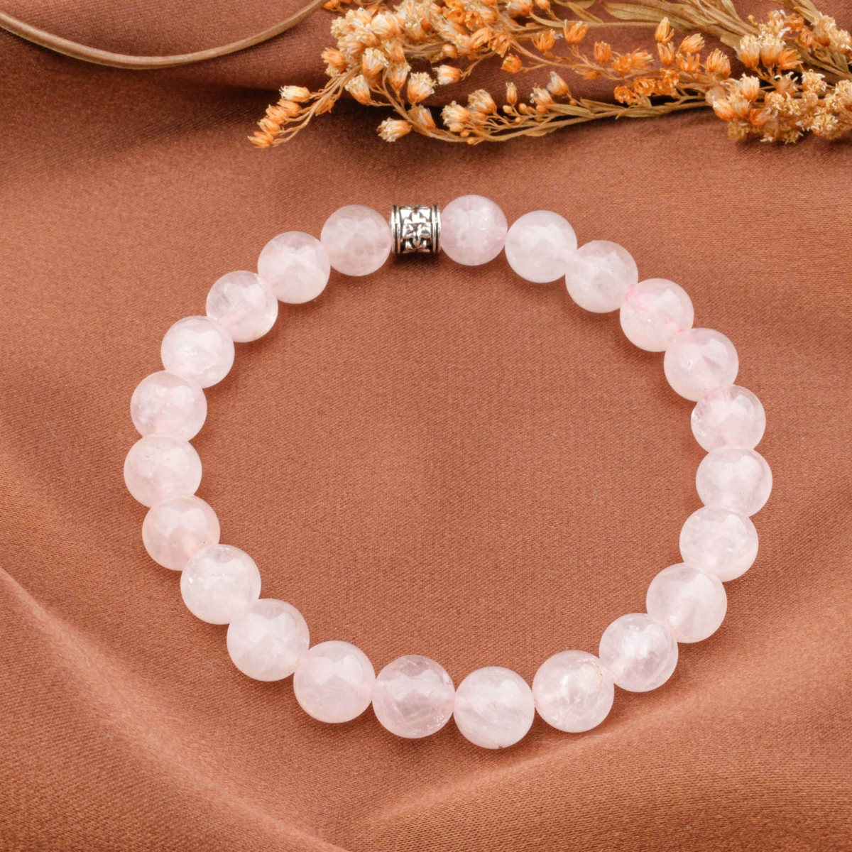 Madagaskar Pembe Kuvars Doğal Taş Bileklik (8mm)