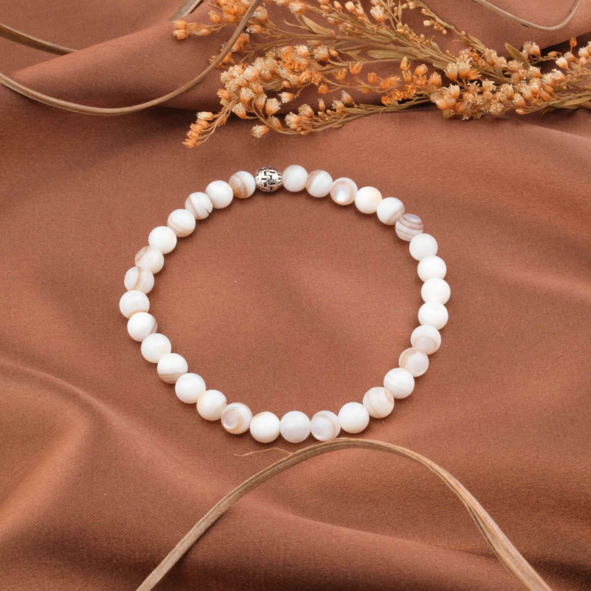 Sedef Doğal Taş Bileklik (6mm)