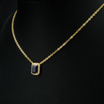 Safir Doğal Taş 925 Ayar Gümüş Gold Kolye - Görsel 4