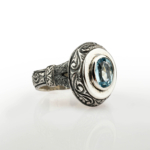 Blue Topaz Doğal Taş Gümüş Erkek Yüzük - Görsel 3