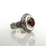 Garnet (Lal) Doğal Taş Gümüş Erkek Yüzük - Görsel 3
