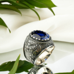 Orijinal Safir Doğal Taş Gümüş Erkek Yüzük (13,5ct)
