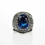 Orijinal Safir Doğal Taş Gümüş Erkek Yüzük (13,5ct) - Görsel 2