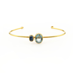 Blue Topaz ve Kyanit Taşı 925 Ayar Gümüş Kelepçe Bileklik - Görsel 2