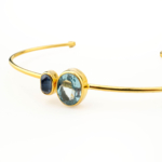 Blue Topaz ve Kyanit Taşı 925 Ayar Gümüş Kelepçe Bileklik - Görsel 4