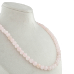 Pembe Kuvars Doğal Taş Gümüş (Gerdanlık) Kolye (6mm) - Görsel 3