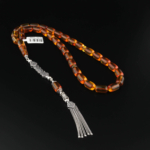 33lük Orijinal Kehribar Kapsül Kesim Doğal Taş Gümüş Tasarım Tesbih (8,50x14mm) - Görsel 3