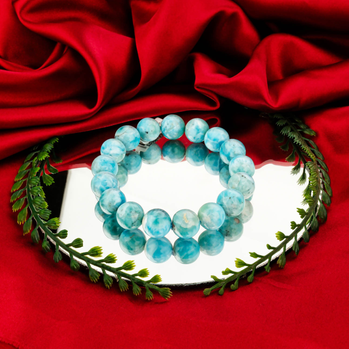 5A Kalite Larimar Doğal Taş Bileklik (11-12mm)