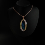 Özel VİP Kalite Bodrial Opal, Zebercet ve Blue Topaz Taşı 925 Ayar Gümüş Rose Kolye - Görsel 4