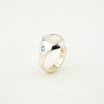 Orijinal Ay Taşı ve Blue Topaz Taşı 925 Ayar Gümüş Tasarım Unisex (Kadın/Erkek) Yüzük - Görsel 2