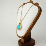 Orijinal Özel Turkuaz (Firuze), Zümrüt ve Blue Topaz Taşı 925 Ayar Gümüş Tasarımlı Kolye - Görsel 5
