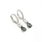 Moss Agate (Akik) Doğal Taş Gümüş Bayan Küpe - Görsel 2