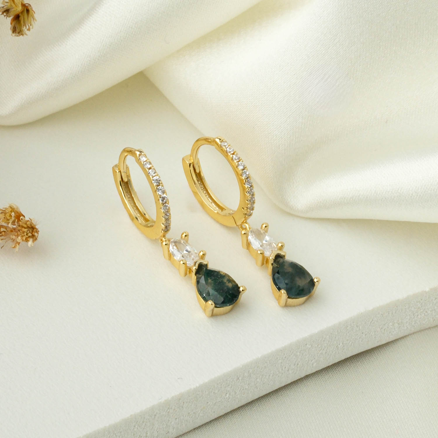 konya-dogaltas-evi-akik-kupe-6-0.jpg Moss Agate (Akik) Doğal Taş Gümüş Gold Bayan Küpe - Görsel 1